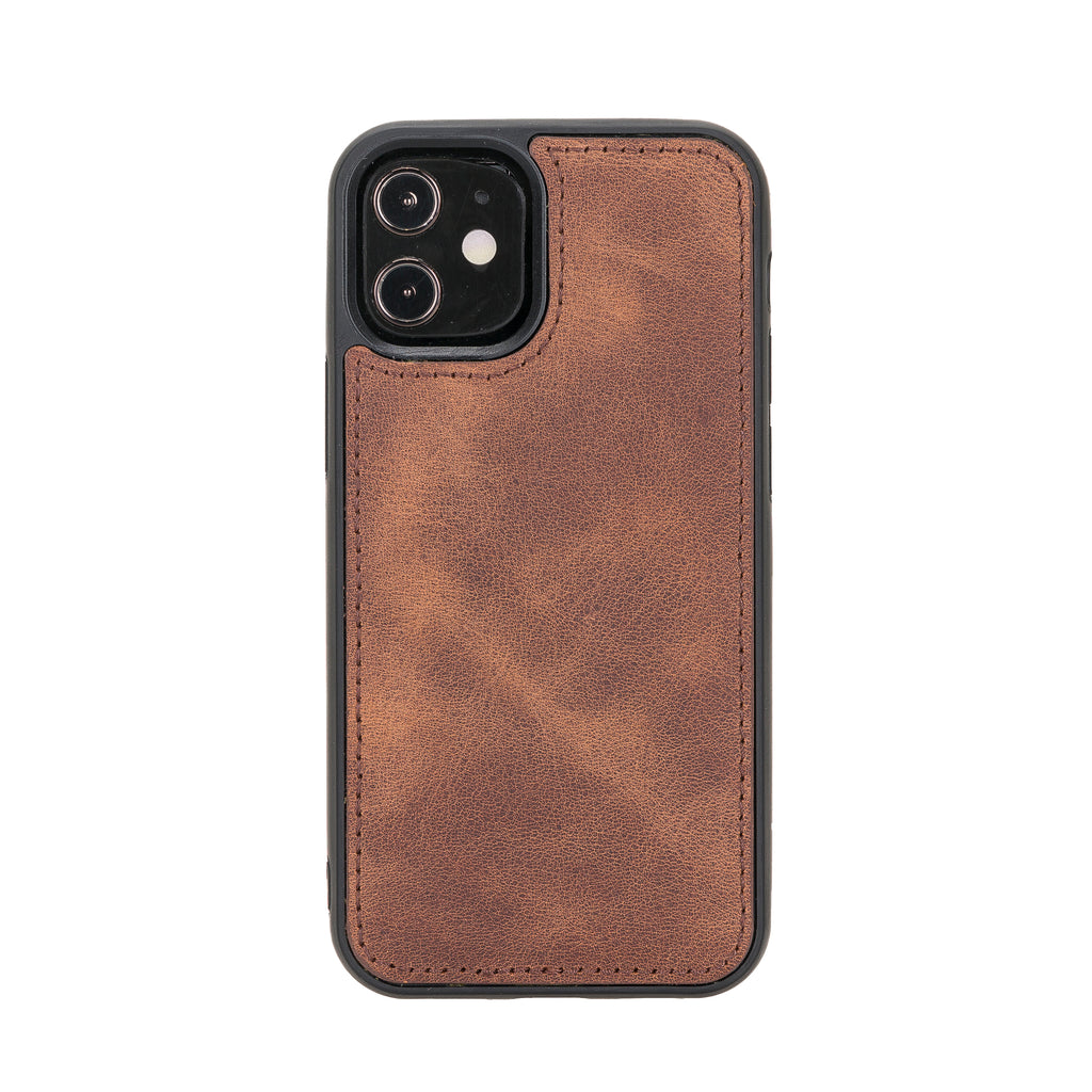 iPhone 12 Mini Brown Leather Detachable 2-in-1 Wallet Case with Card Holder and MagSafe - Hardiston - 5