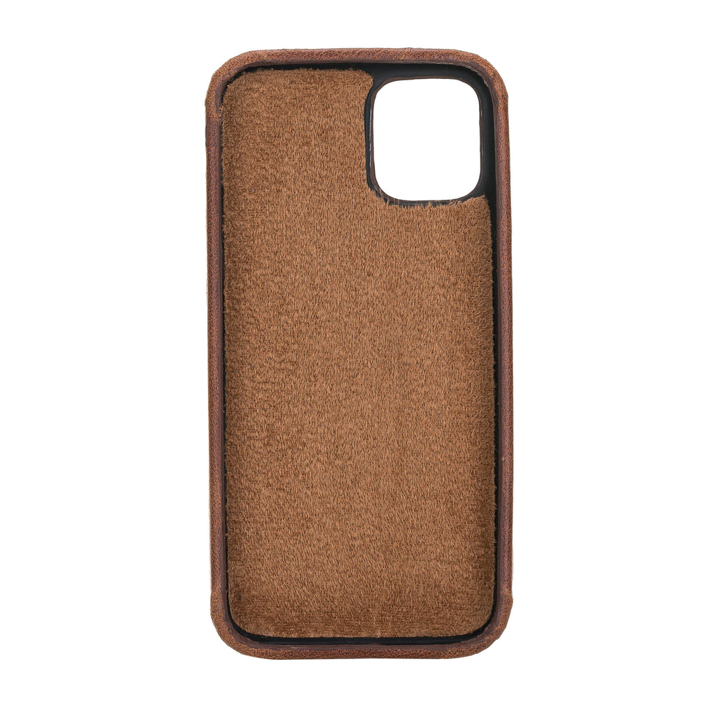 iPhone 12 Mini Brown Leather Snap-On Case with Card Holder - Hardiston - 3
