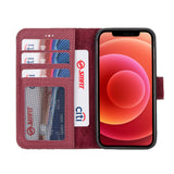 iPhone 12 Mini Burgundy Leather Detachable 2-in-1 Wallet Case with Card Holder and MagSafe - Hardiston - 2