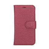 iPhone 12 Mini Burgundy Leather Detachable 2-in-1 Wallet Case with Card Holder and MagSafe - Hardiston - 3