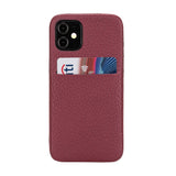 iPhone 12 Mini Burgundy Leather Snap-On Case with Card Holder - Hardiston - 1