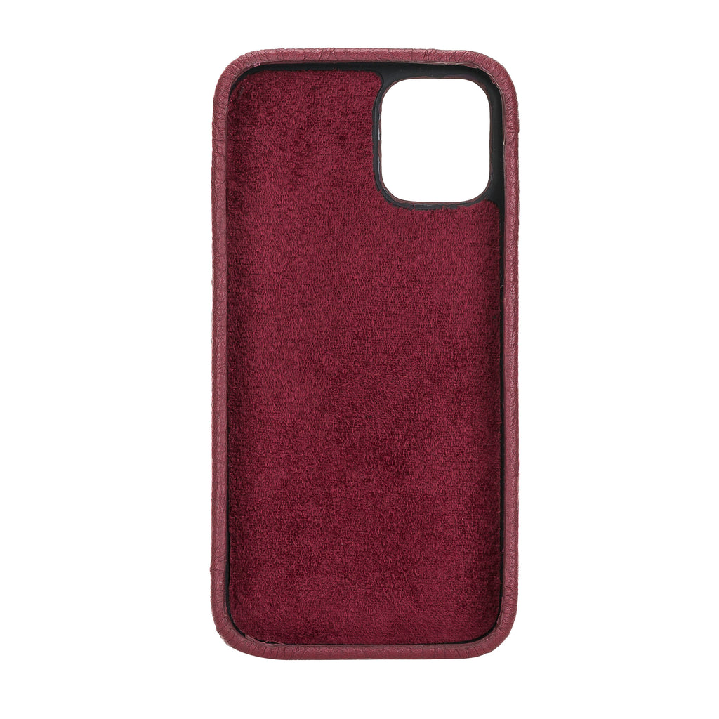 iPhone 12 Mini Burgundy Leather Snap-On Case with Card Holder - Hardiston - 3