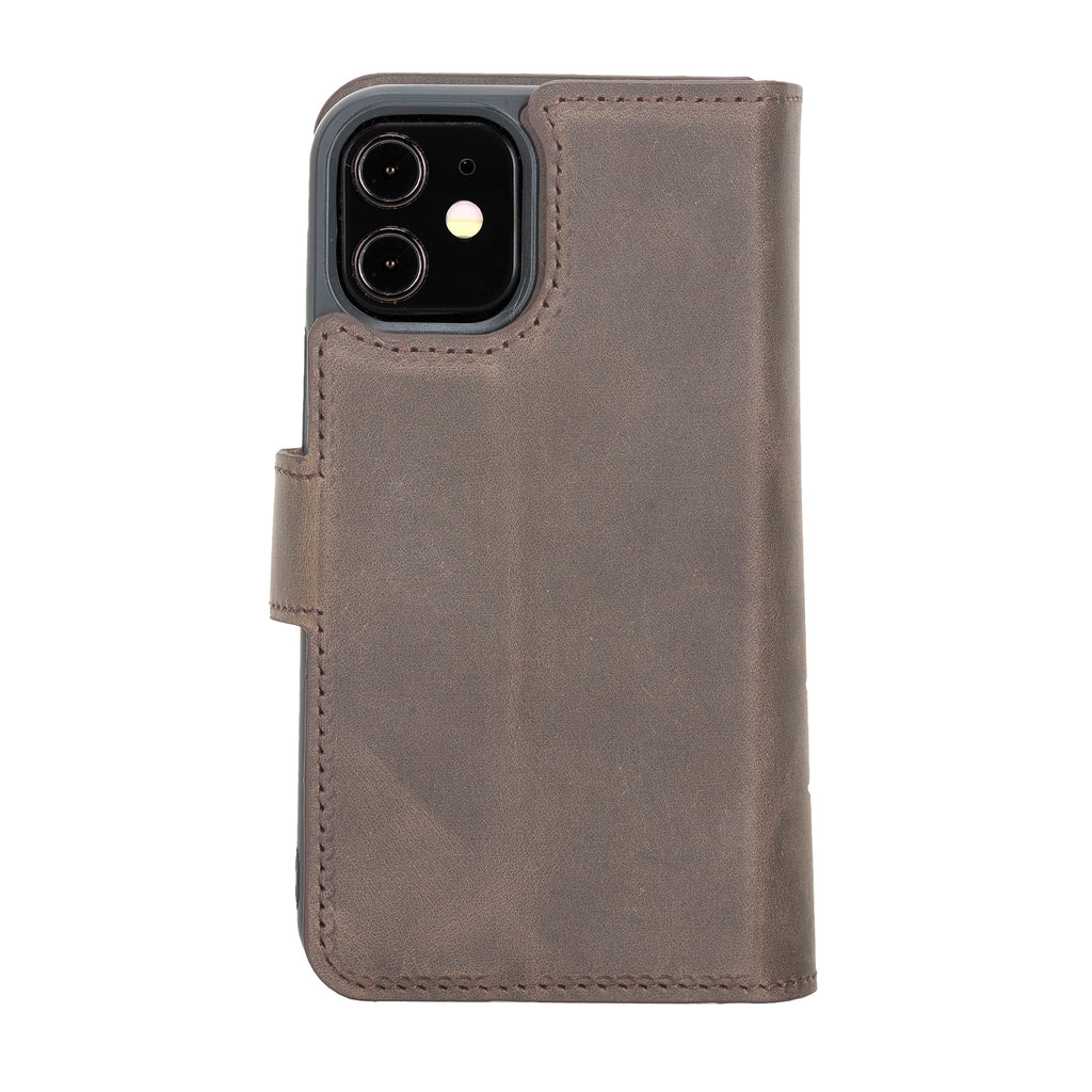 Text: iPhone 12 Mini Mocha Leather Detachable Dual 2-in-1 Wallet Case with Card Holder and MagSafe - Hardiston - 6