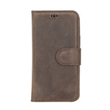 iPhone 12 Mini Mocha Leather Detachable 2-in-1 Wallet Case with Card Holder and MagSafe - Hardiston - 3