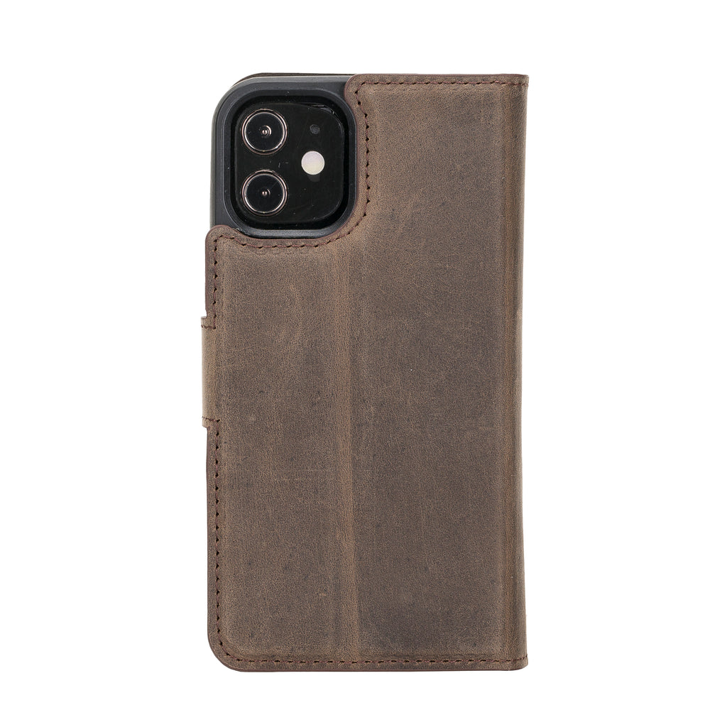 iPhone 12 Mini Mocha Leather Detachable 2-in-1 Wallet Case with Card Holder and MagSafe - Hardiston - 4