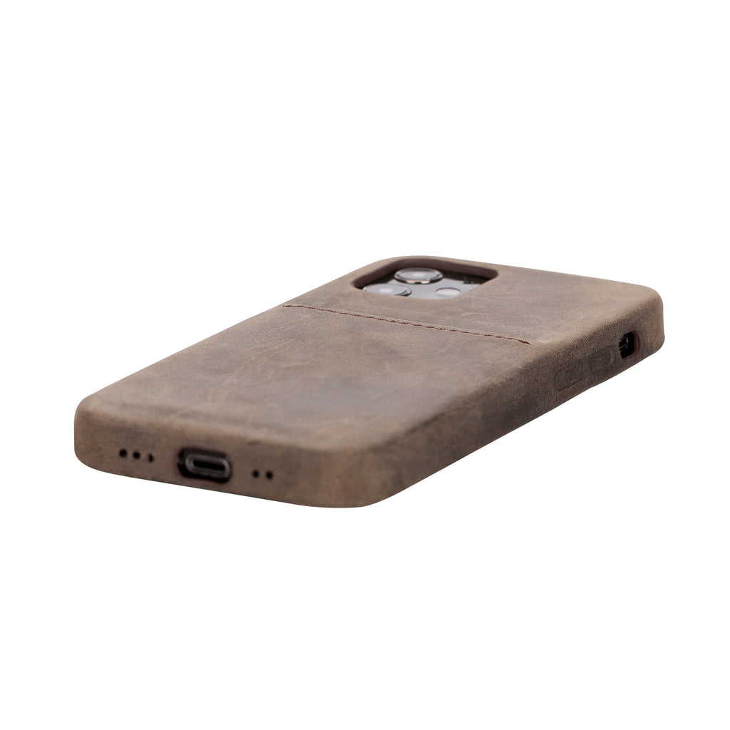 iPhone 12 Mini Mocha Leather Snap-On Case with Card Holder - Hardiston - 5