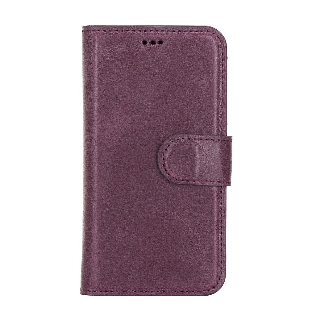 iPhone 12 Mini Purple Leather Detachable 2-in-1 Wallet Case with Card Holder and MagSafe - Hardiston - 3
