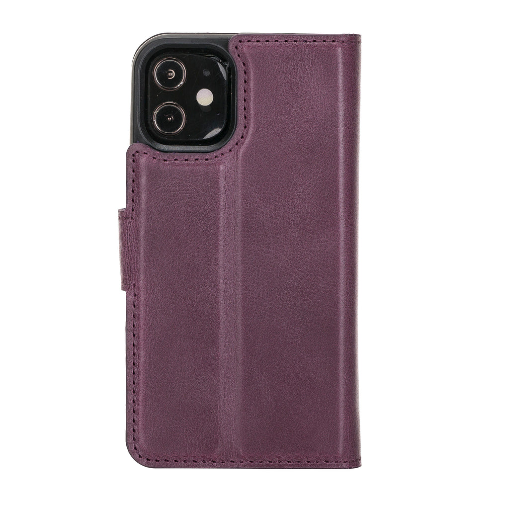 iPhone 12 Mini Purple Leather Detachable 2-in-1 Wallet Case with Card Holder and MagSafe - Hardiston - 4