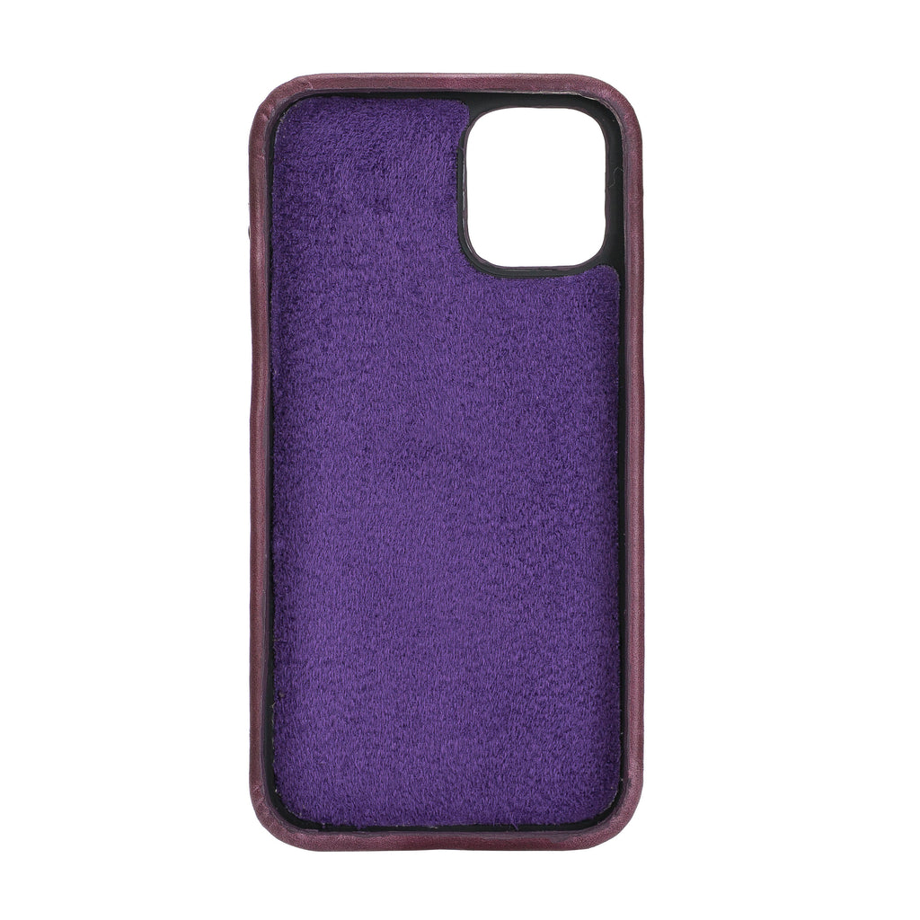 iPhone 12 Mini Purple Leather Snap-On Case with Card Holder - Hardiston - 3