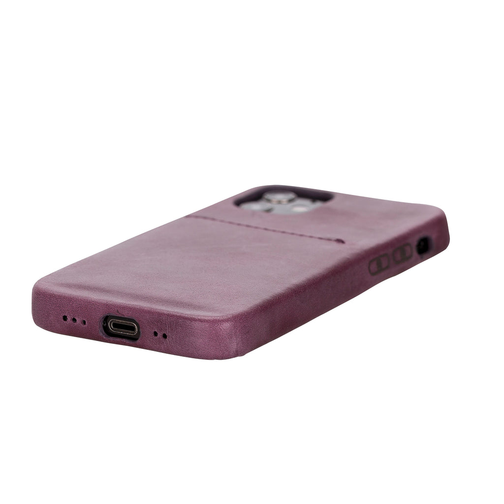 iPhone 12 Mini Purple Leather Snap-On Case with Card Holder - Hardiston - 4