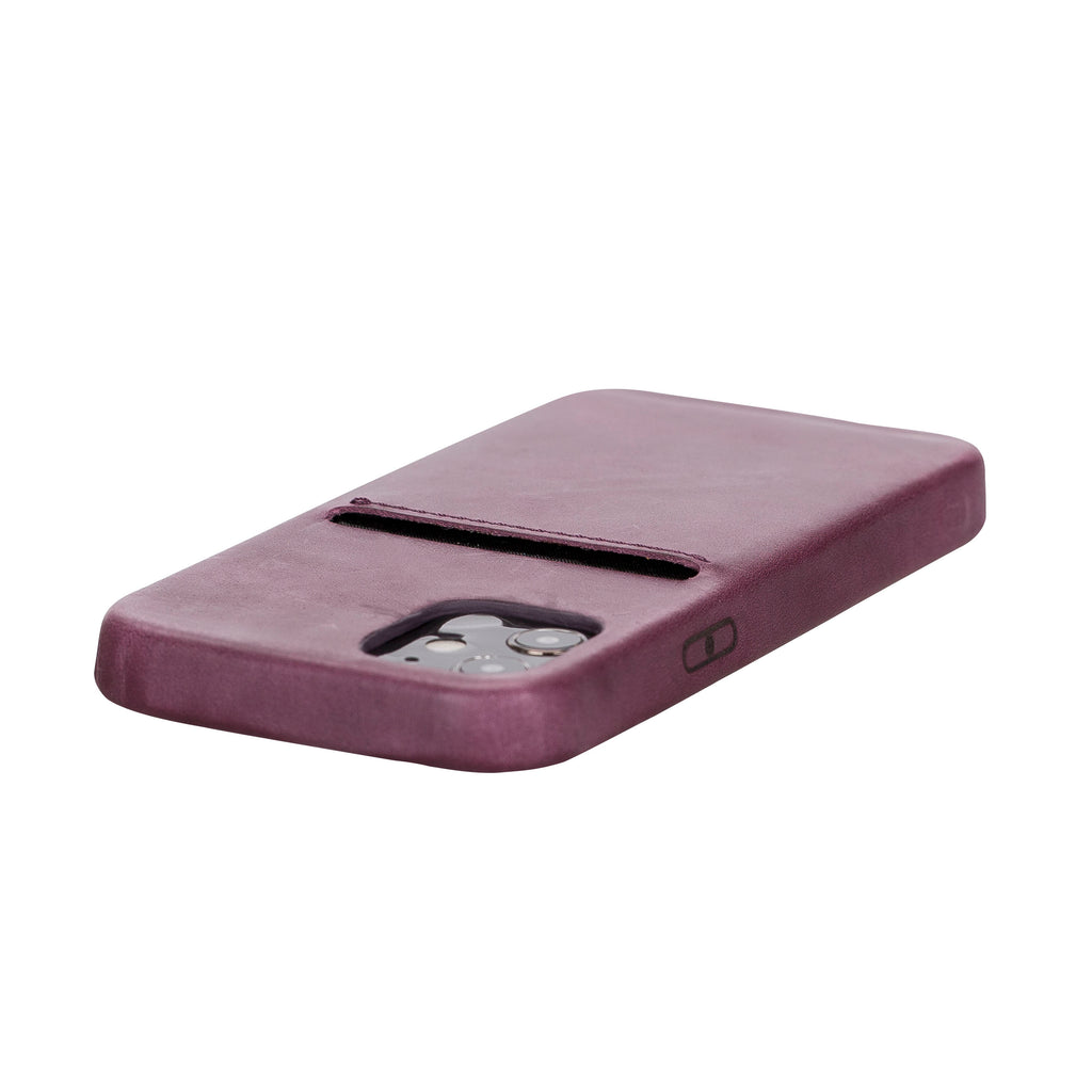 iPhone 12 Mini Purple Leather Snap-On Case with Card Holder - Hardiston - 6