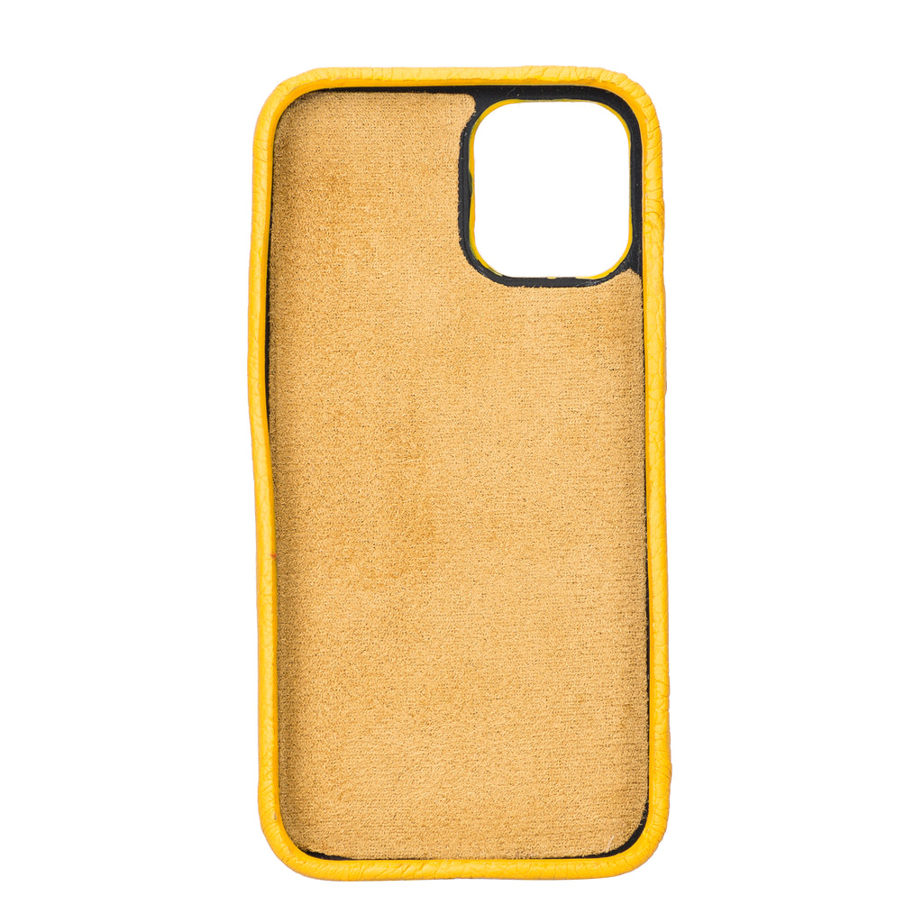 iPhone 12 Mini Yellow Leather Snap-On Case with Card Holder - Hardiston - 3