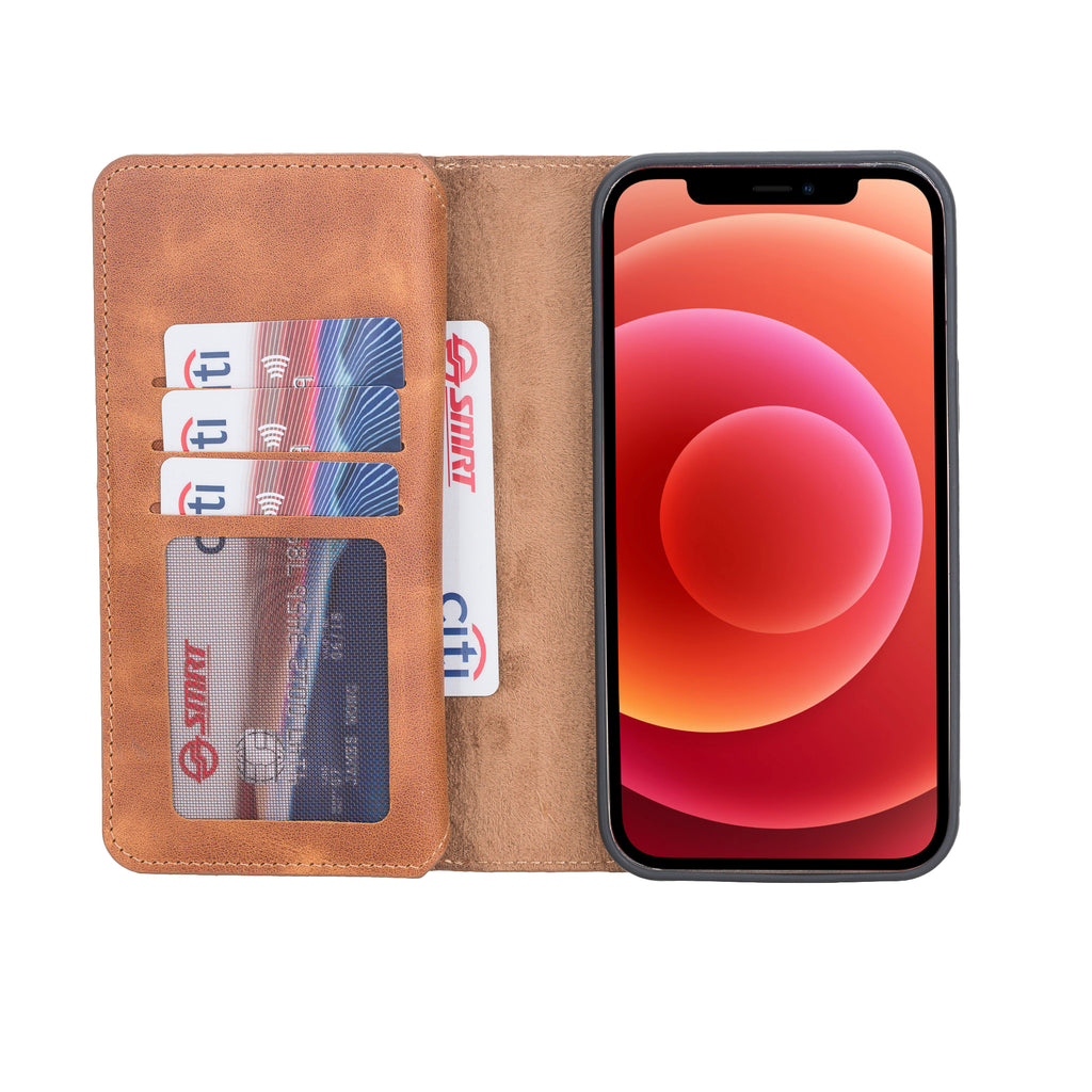 iPhone 12 Pro Amber Leather Detachable Dual 2-in-1 Wallet Case with Card Holder and MagSafe - Hardiston - 2