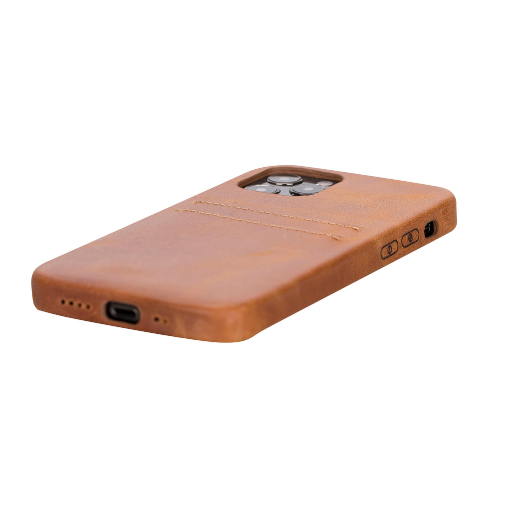 iPhone 12 Pro Amber Leather Snap-On Case with Card Holder - Hardiston - 5
