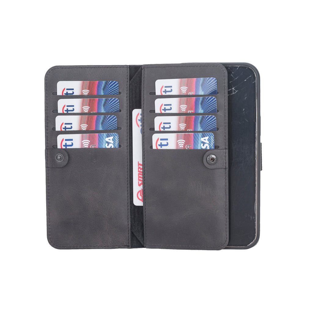 iPhone 12 Pro Black Leather Detachable Dual 2-in-1 Wallet Case with Card Holder and MagSafe - Hardiston - 3