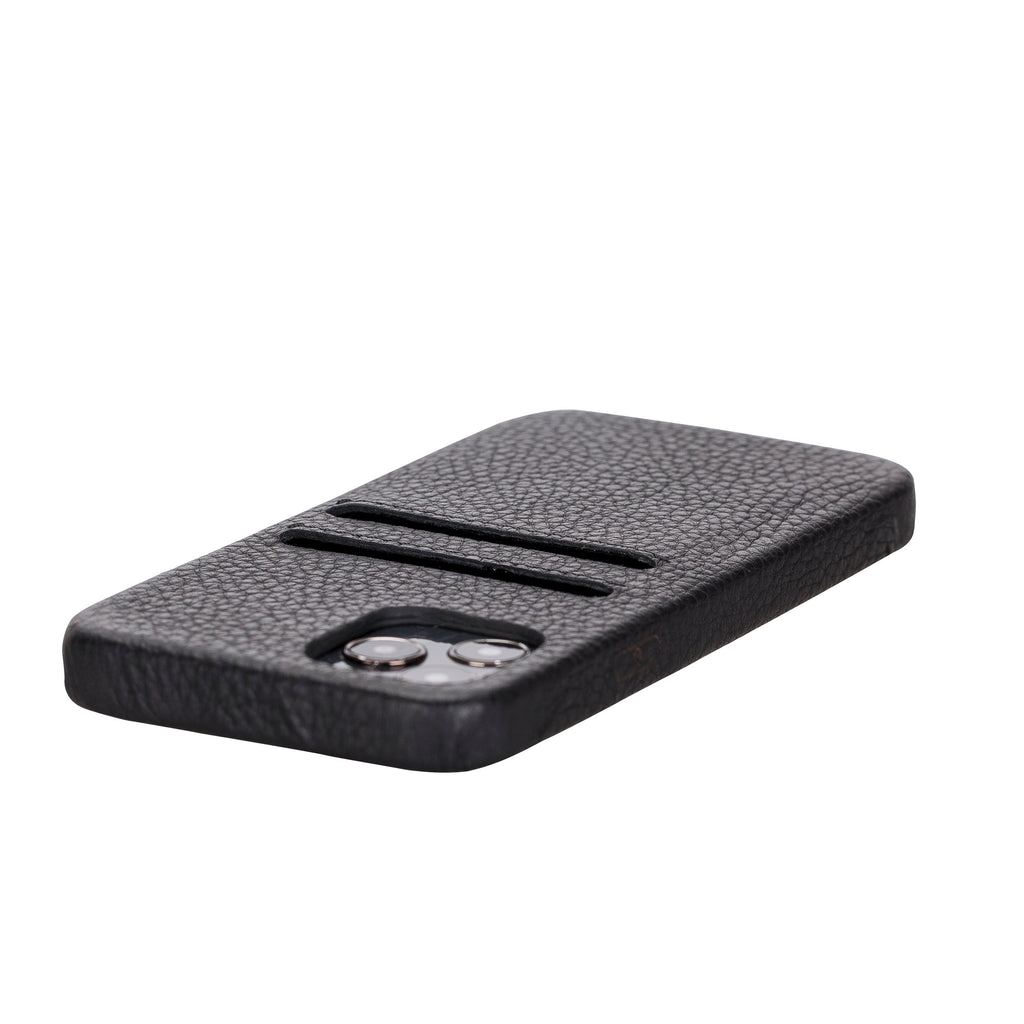 iPhone 12 Pro Black Leather Snap-On Case with Card Holder - Hardiston - 6