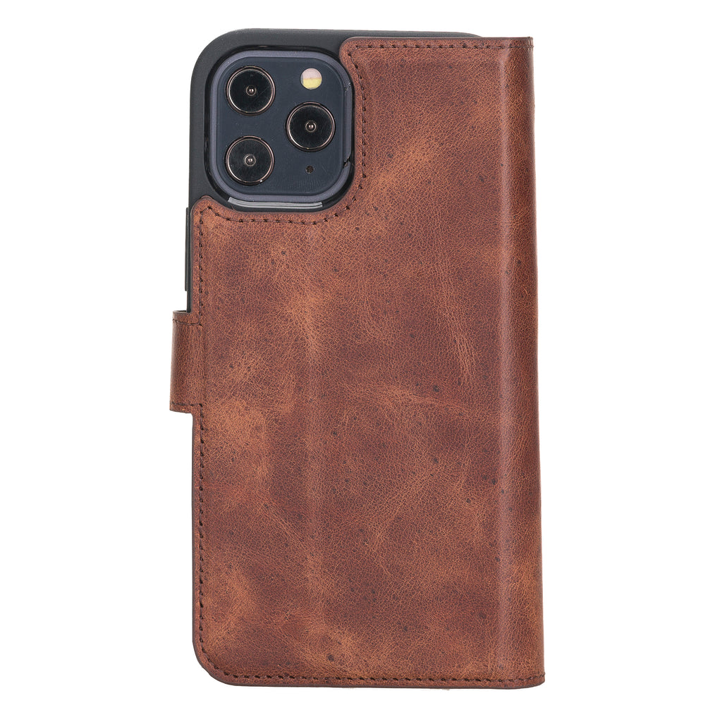 iPhone 12 Pro Brown Leather Detachable Dual 2-in-1 Wallet Case with Card Holder and MagSafe - Hardiston - 6