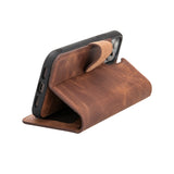 iPhone 12 Pro Brown Leather Detachable 2-in-1 Wallet Case with Card Holder and MagSafe - Hardiston - 7