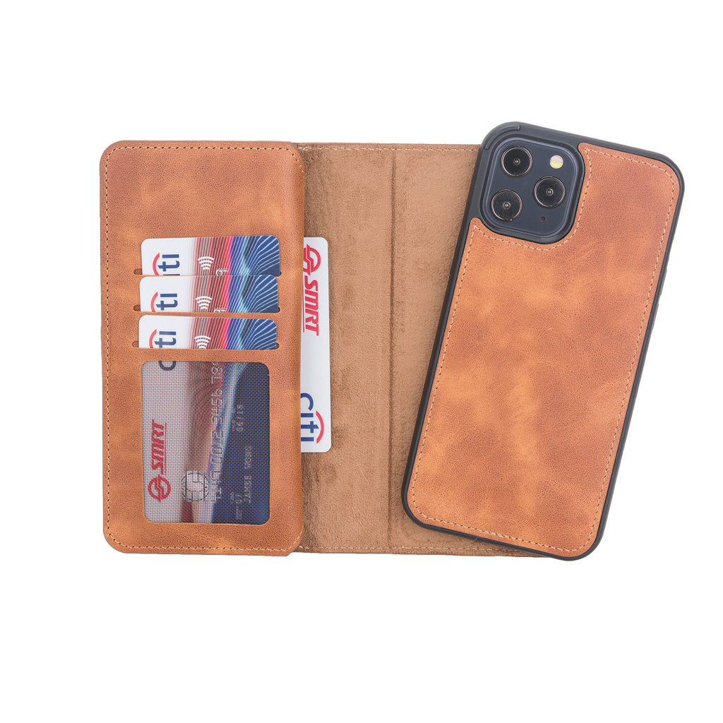 iPhone 12 Pro Max Amber Leather Detachable Dual 2-in-1 Wallet Case with Card Holder and MagSafe - Hardiston - 4