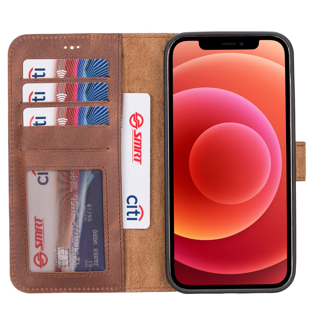 iPhone 12 Pro Max Brown Leather Detachable 2-in-1 Wallet Case with Card Holder and MagSafe - Hardiston - 2