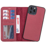 iPhone 12 Pro Max Burgundy Leather Detachable 2-in-1 Wallet Case with Card Holder and MagSafe - Hardiston - 1