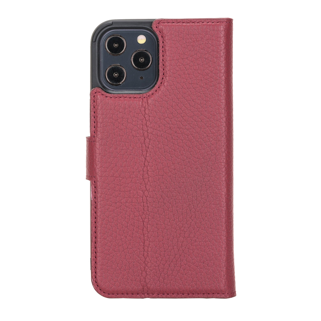 iPhone 12 Pro Max Burgundy Leather Detachable 2-in-1 Wallet Case with Card Holder and MagSafe - Hardiston - 4