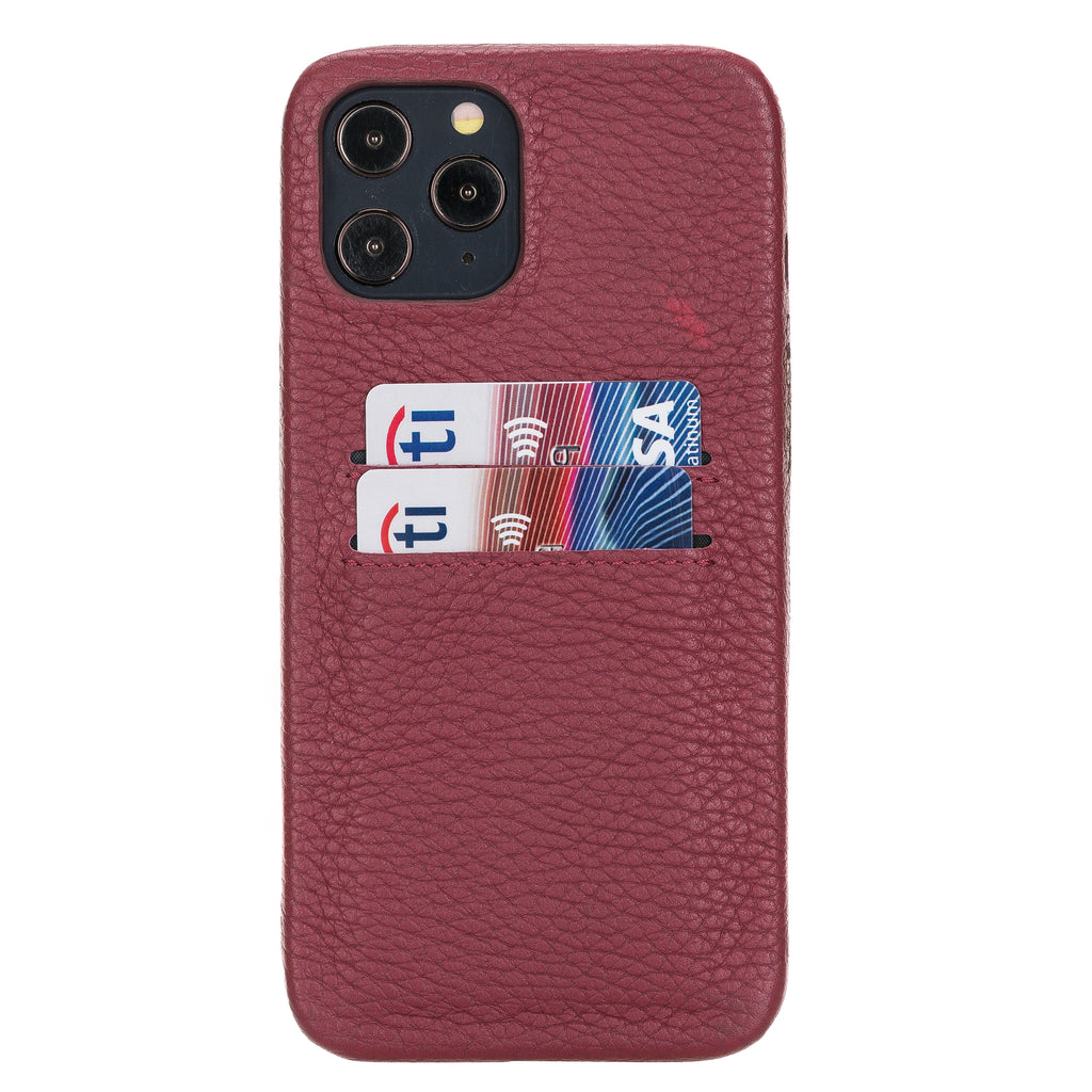 iPhone 12 Pro Max Burgundy Leather Snap-On Case with Card Holder - Hardiston - 1