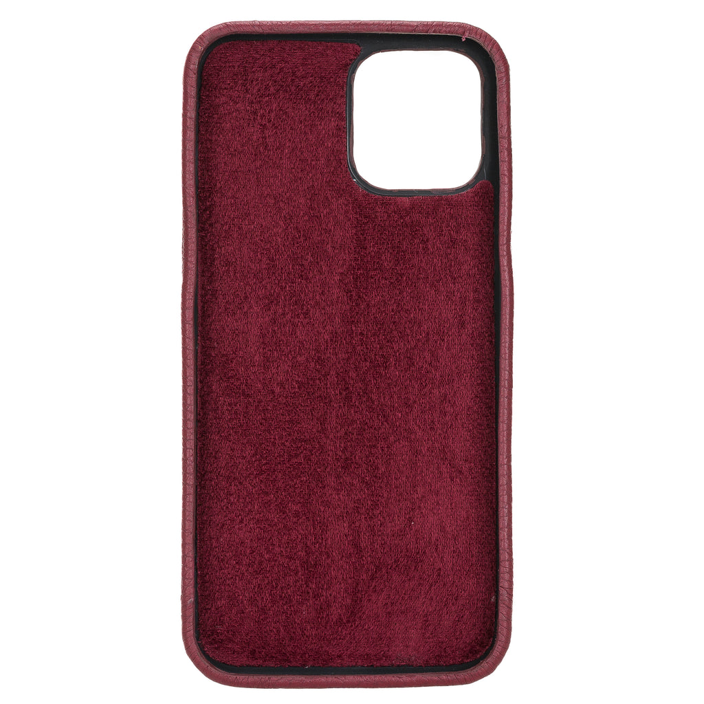 iPhone 12 Pro Max Burgundy Leather Snap-On Case with Card Holder - Hardiston - 3