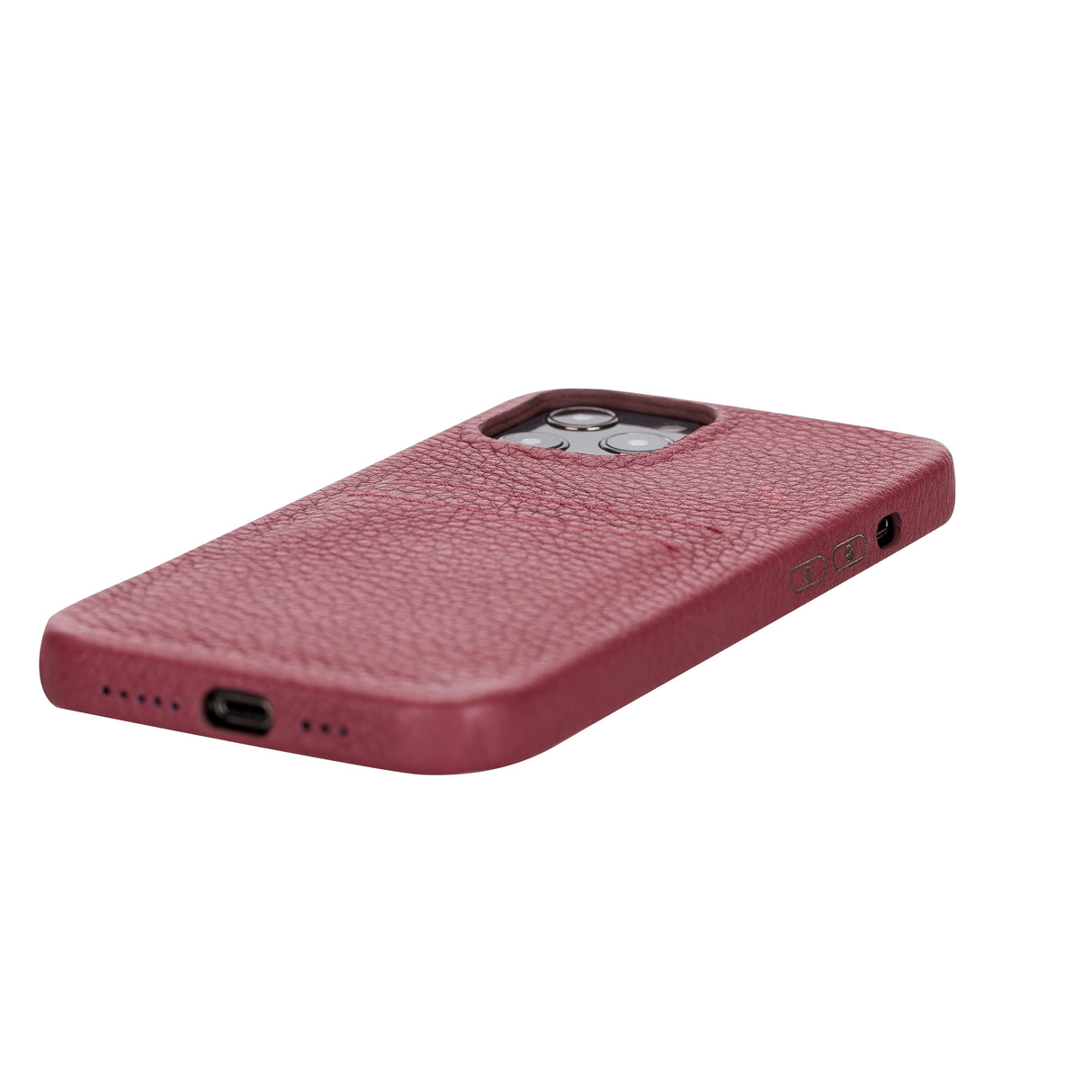 iPhone 12 Pro Max Burgundy Leather Snap-On Case with Card Holder - Hardiston - 5