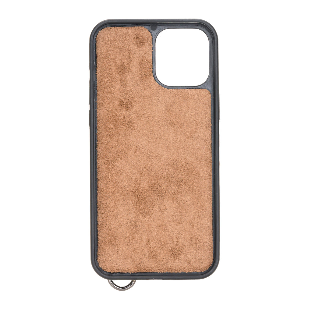 iPhone 12 Pro Max Mocha Leather Snap-On Card Holder Case with Back Strap - Hardiston - 7
