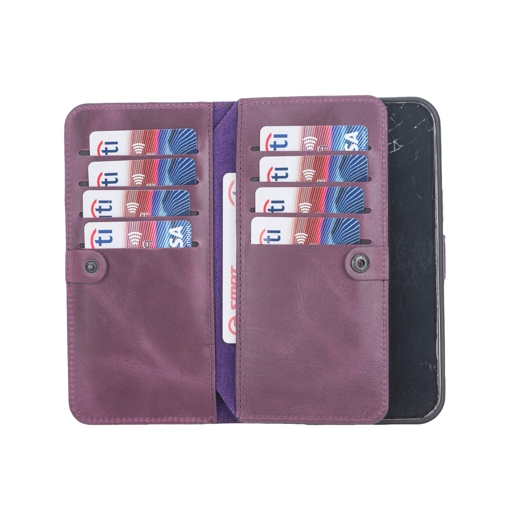 iPhone 12 Pro Max Purple Leather Detachable Dual 2-in-1 Wallet Case with Card Holder and MagSafe - Hardiston - 3