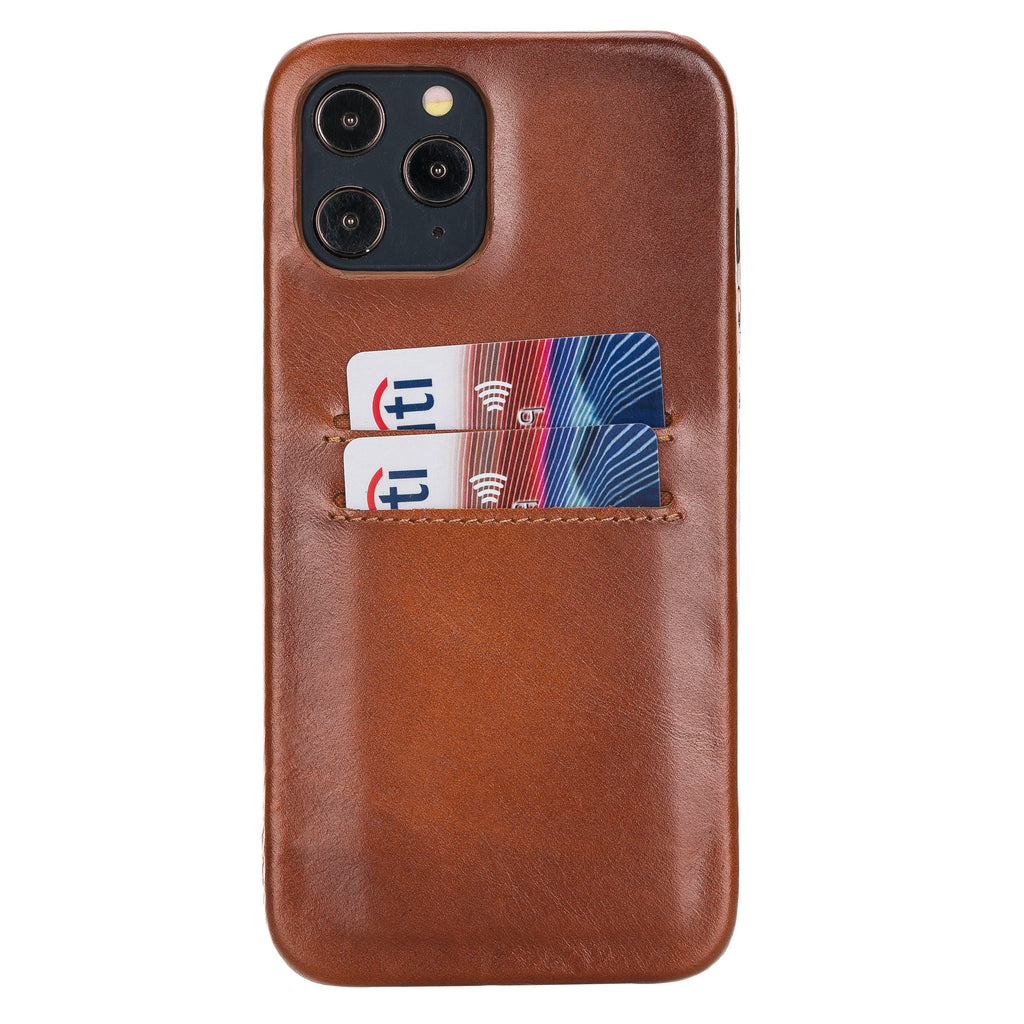 iPhone 12 Pro Max Russet Leather Snap-On Case with Card Holder - Hardiston - 1