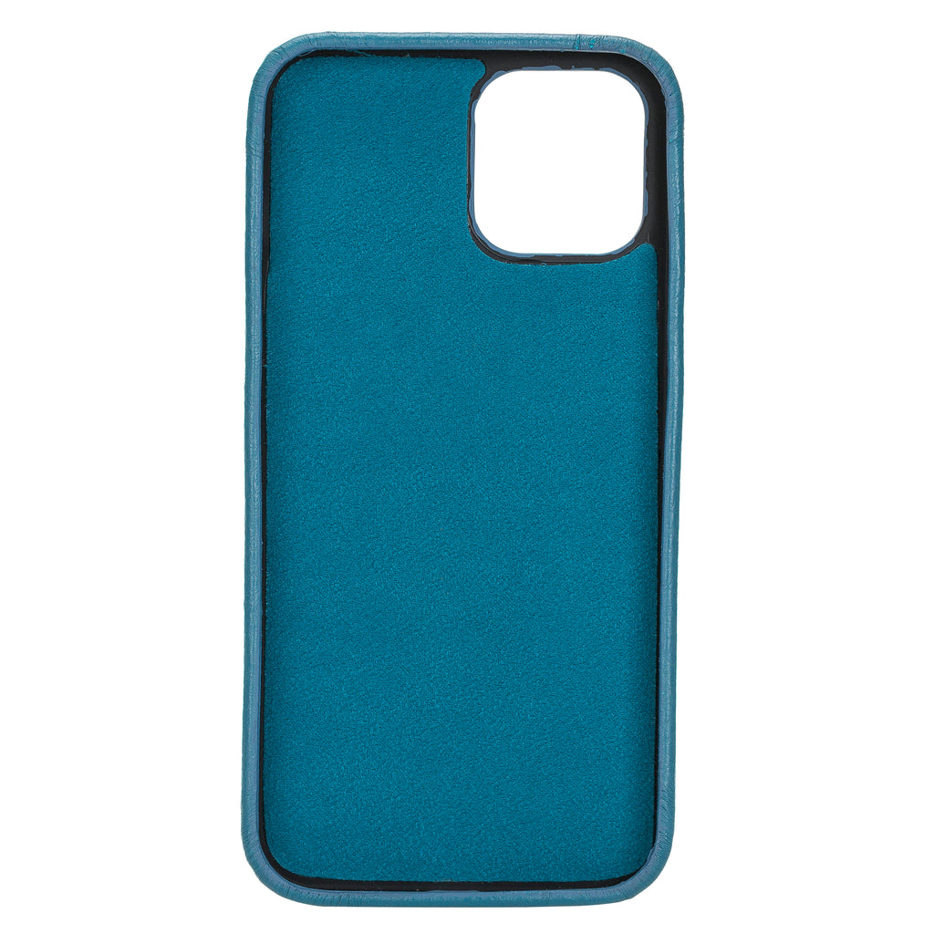 iPhone 12 Pro Max Turquoise Leather Snap-On Case with Card Holder - Hardiston - 3
