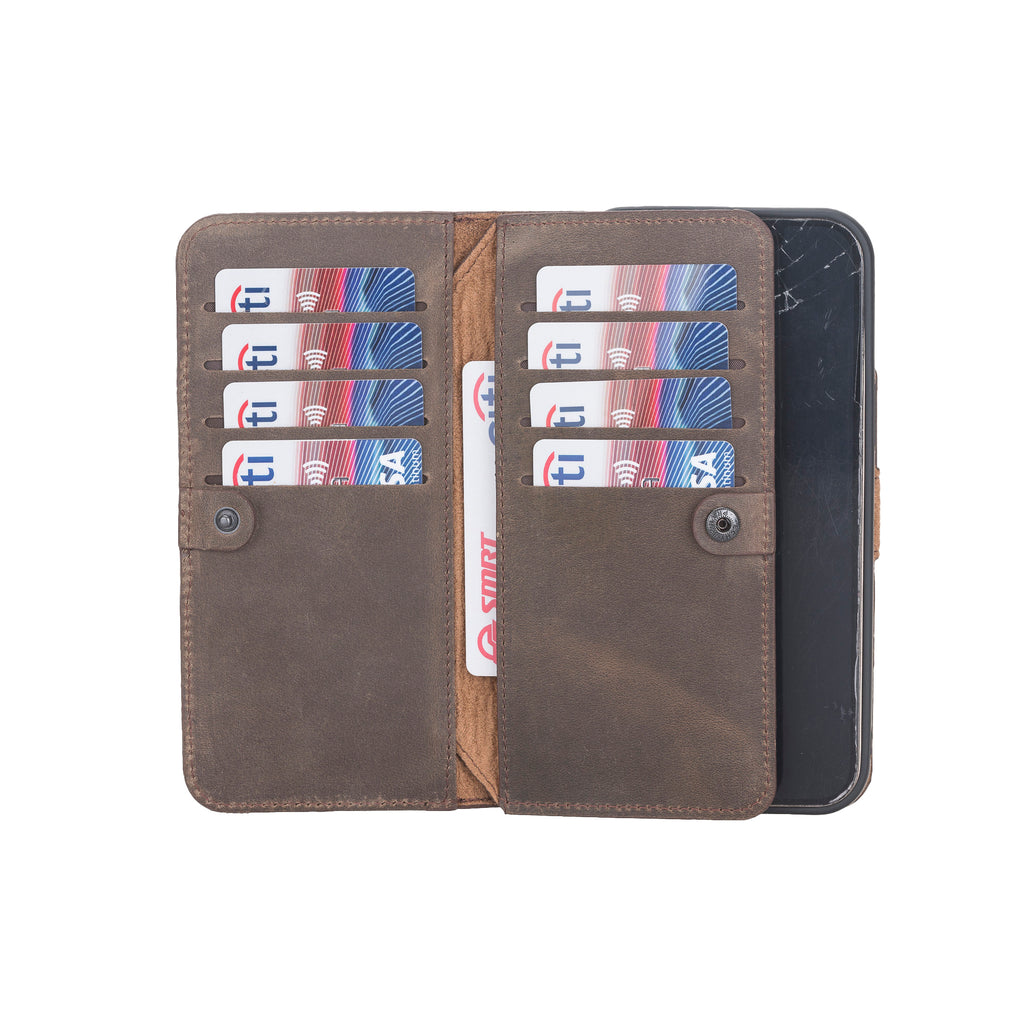 iPhone 12 Pro Mocha Leather Detachable Dual 2-in-1 Wallet Case with Card Holder and MagSafe - Hardiston - 3