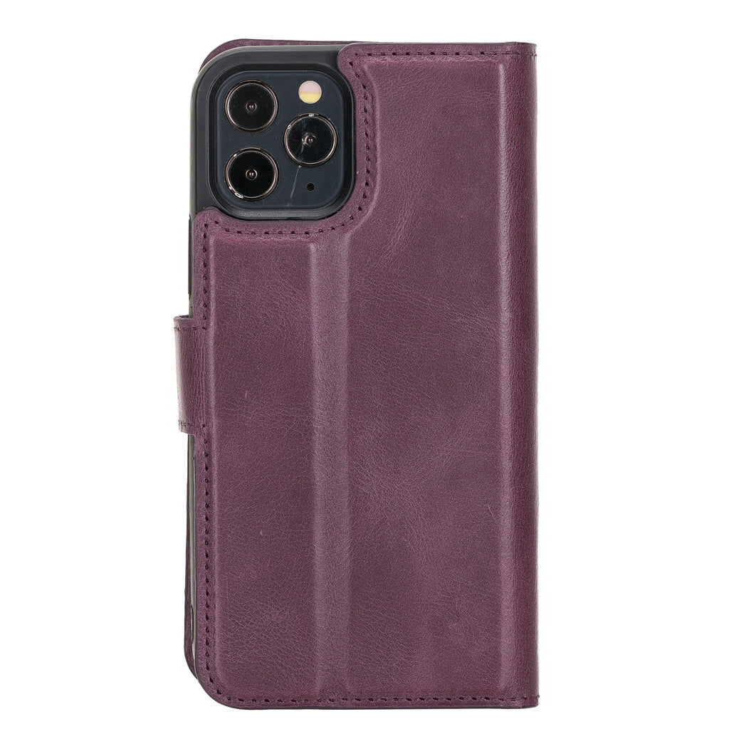 iPhone 12 Pro Purple Leather Detachable 2-in-1 Wallet Case with Card Holder and MagSafe - Hardiston - 4