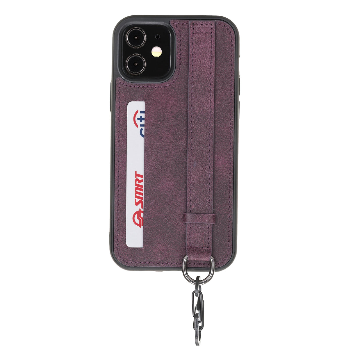 iPhone 12 Pro Purple Leather Snap-On Case with Card Holder - Hardiston - 1