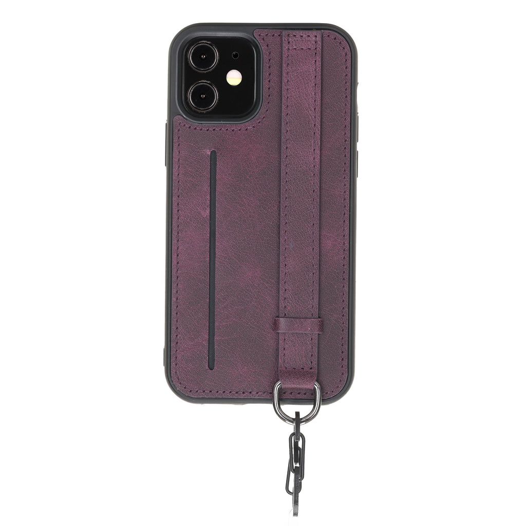 iPhone 12 Pro Purple Leather Snap-On Case with Card Holder - Hardiston - 2