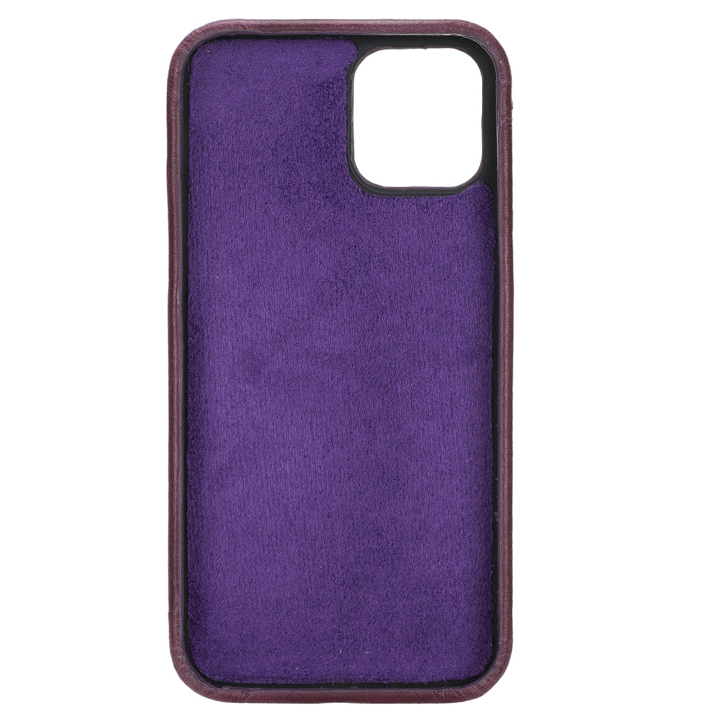 iPhone 12 Pro Purple Leather Snap-On Case with Card Holder - Hardiston - 3