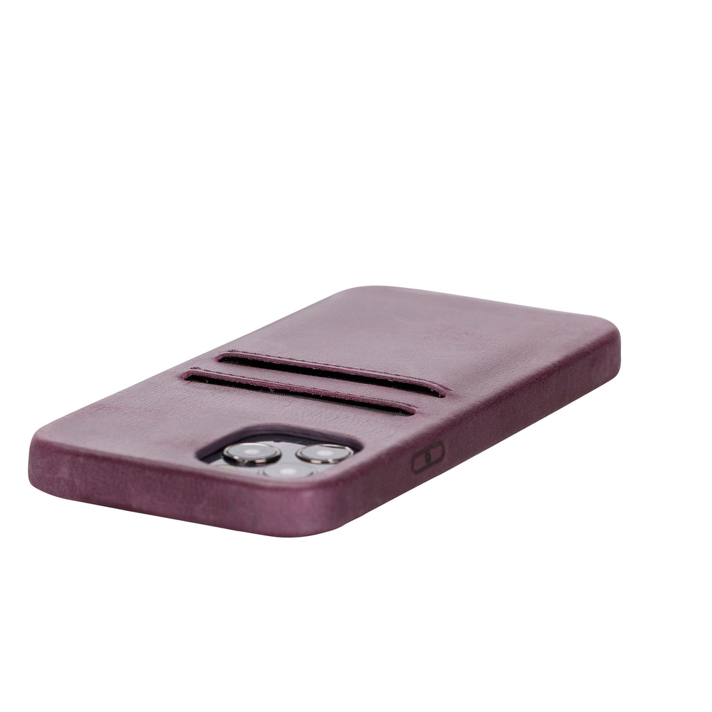 iPhone 12 Pro Purple Leather Snap-On Case with Card Holder - Hardiston - 6