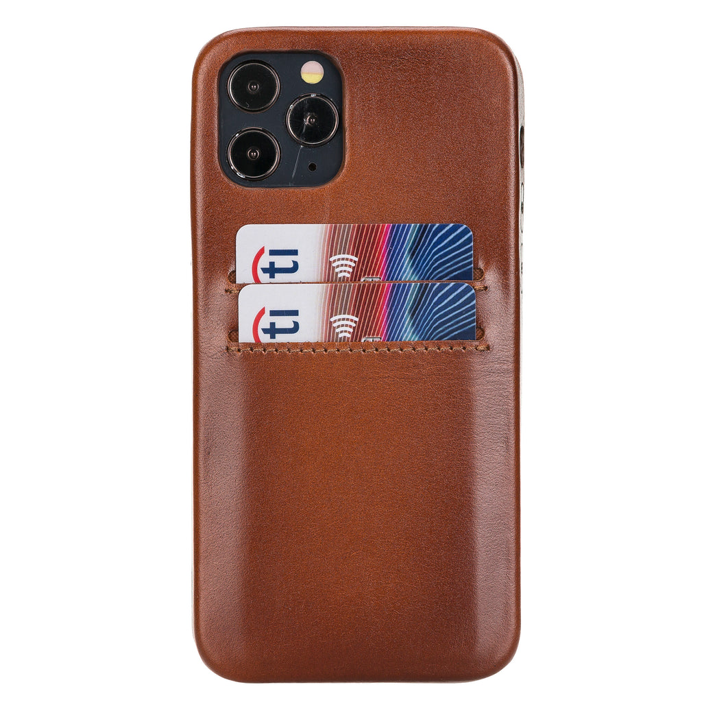 iPhone 12 Pro Russet Leather Snap-On Case with Card Holder - Hardiston - 1