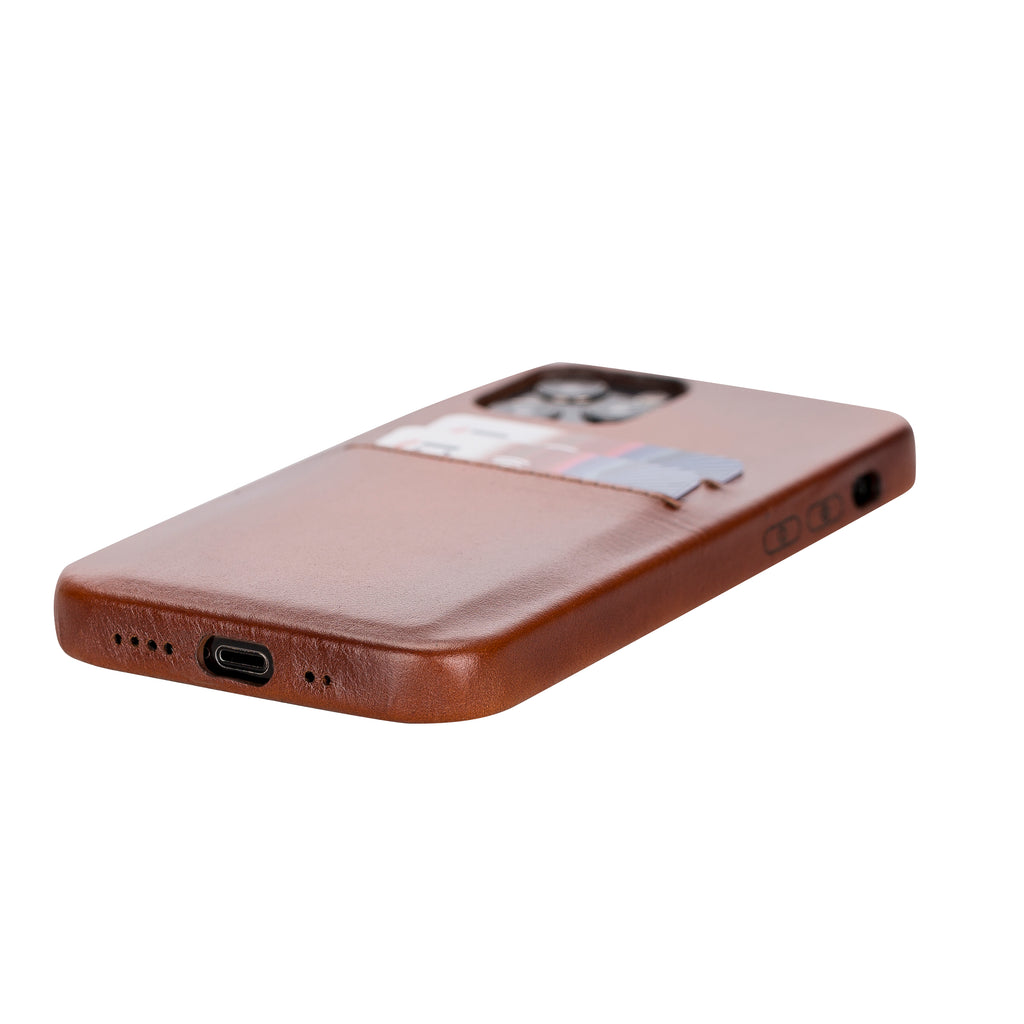 iPhone 12 Pro Russet Leather Snap-On Case with Card Holder - Hardiston - 4