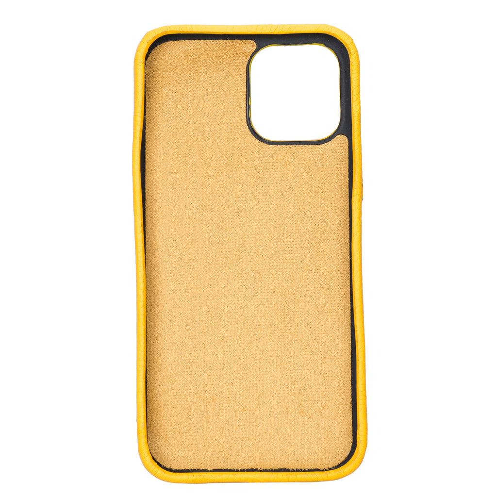 iPhone 12 Pro Yellow Leather Snap-On Case with Card Holder - Hardiston - 3