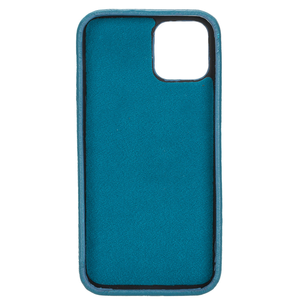 iPhone 12 Turquoise Leather Snap-On Case with Card Holder - Hardiston - 3