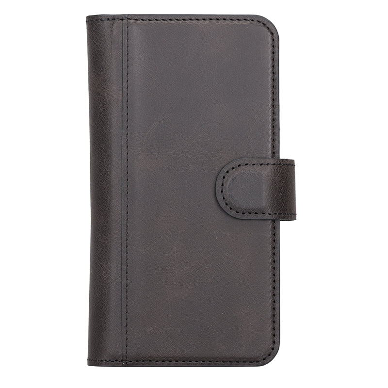 iPhone 13 Black Leather Detachable Dual 2-in-1 Wallet Case with Card Holder and MagSafe - Hardiston - 5