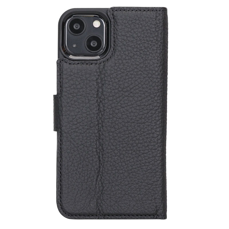 iPhone 13 Black Leather Detachable 2-in-1 Wallet Case with Card Holder and MagSafe - Hardiston - 4