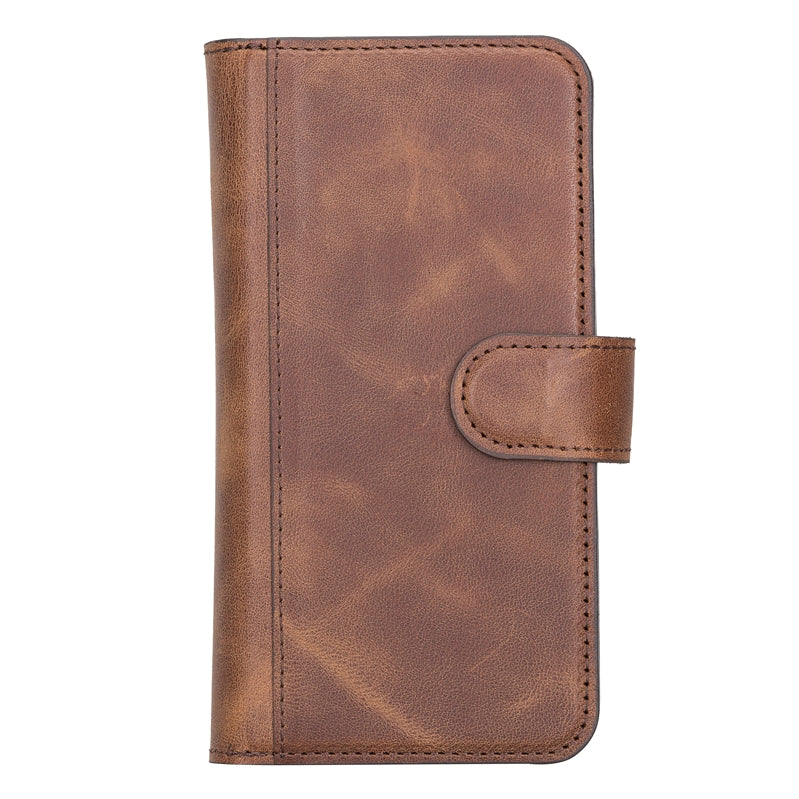 iPhone 13 Brown Leather Detachable Dual 2-in-1 Wallet Case with Card Holder and MagSafe - Hardiston - 5