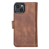 iPhone 13 Brown Leather Detachable Dual 2-in-1 Wallet Case with Card Holder and MagSafe - Hardiston - 6