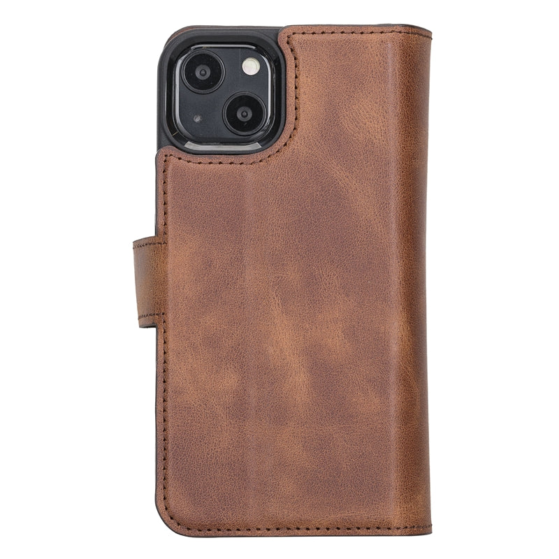 iPhone 13 Brown Leather Detachable Dual 2-in-1 Wallet Case with Card Holder and MagSafe - Hardiston - 6