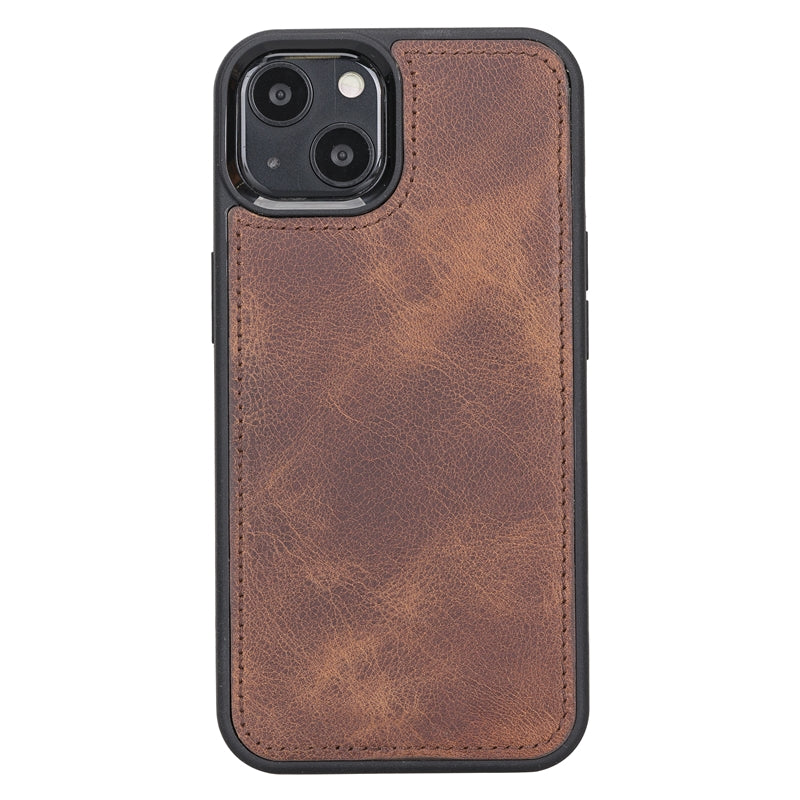 iPhone 13 Brown Leather Detachable 2-in-1 Wallet Case with Card Holder and MagSafe - Hardiston - 5