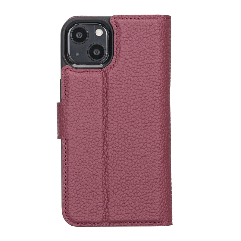 iPhone 13 Burgundy Leather Detachable 2-in-1 Wallet Case with Card Holder and MagSafe - Hardiston - 4